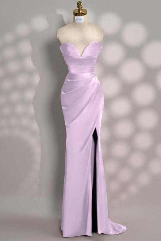 Strapless Sleeveless Mermaid Long Evening Formal Dress With Front Split
