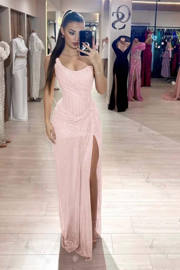 Strapless Sleeveless Mermaid Long Evening Formal Dress With High Split