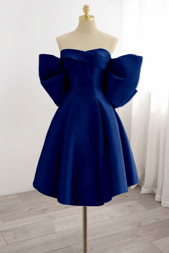Strapless Sleeveless Short Homecoming Dress With Bowknot Pleated