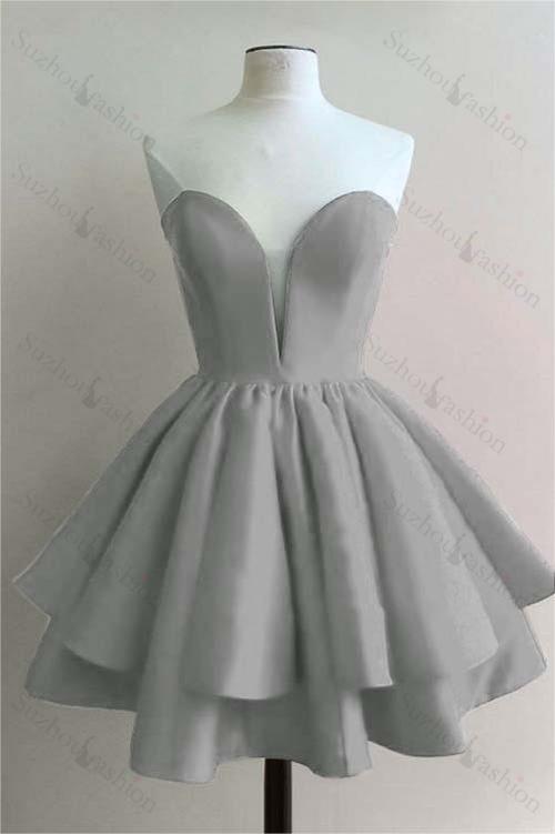 Strapless Sweetheart Sleeveless Pleated Short Homecoming Dress With Ruffles