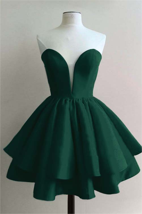 Strapless Sweetheart Sleeveless Pleated Short Homecoming Dress With Ruffles