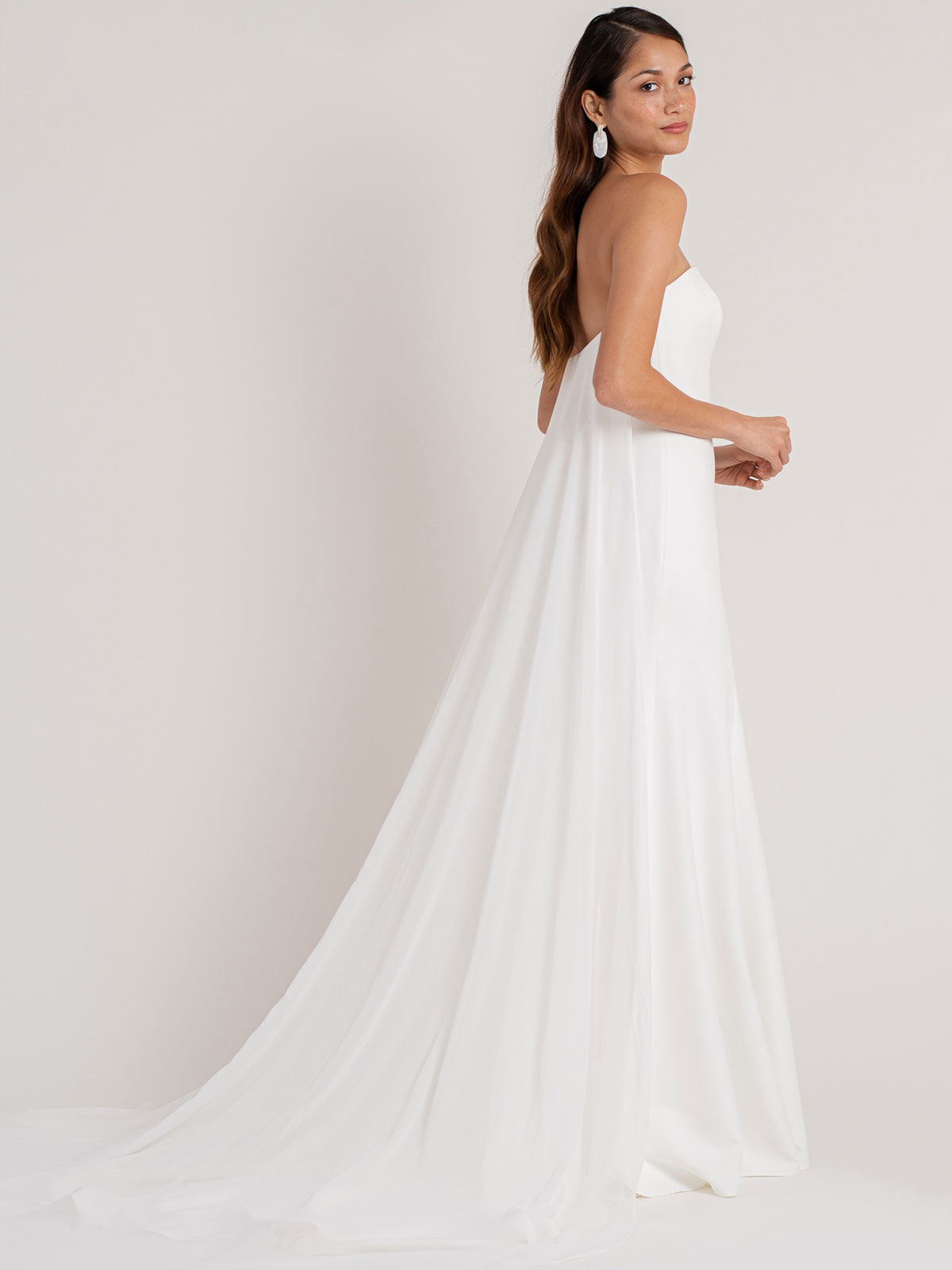Strapless White Satin Mermaid Backless Beach Wedding Dresses Long