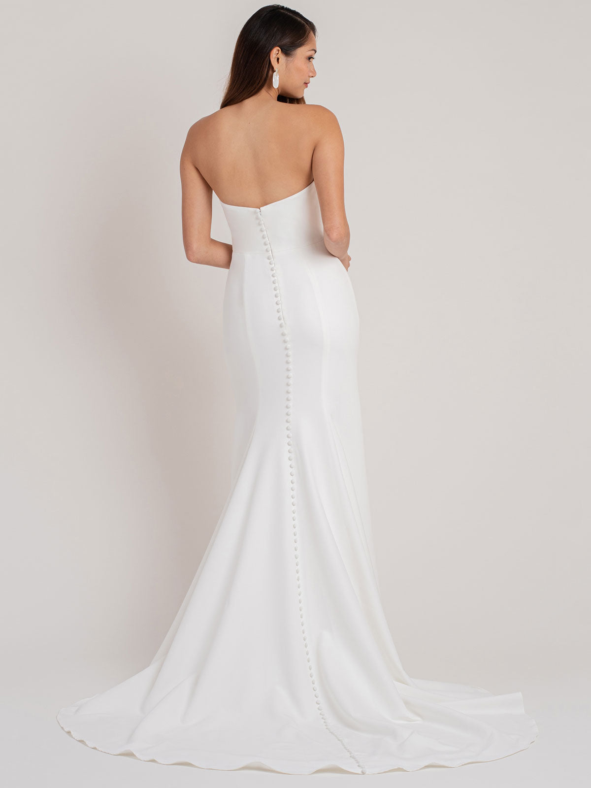 Strapless White Satin Mermaid Backless Beach Wedding Dresses Long