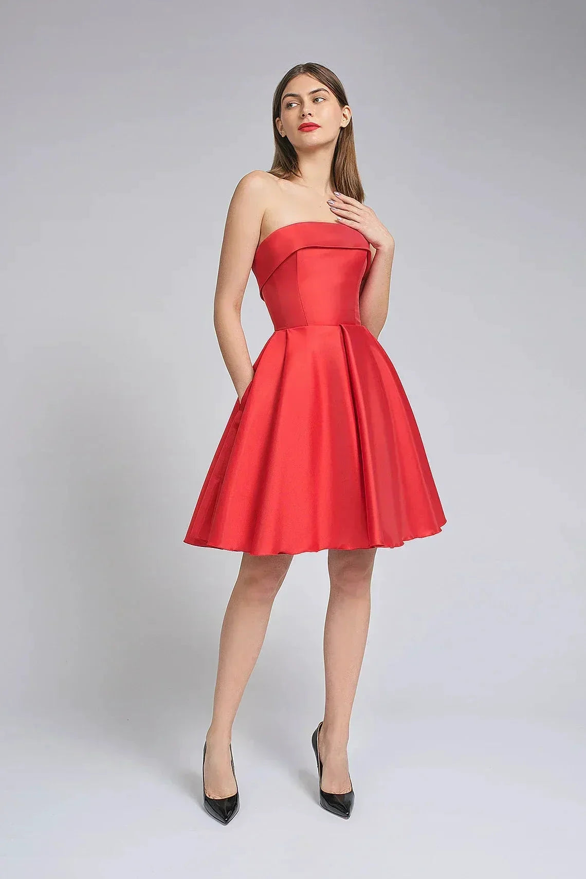Strapless Satin Homecoming Dresses for Teens (ZD11718) - VelvetHem