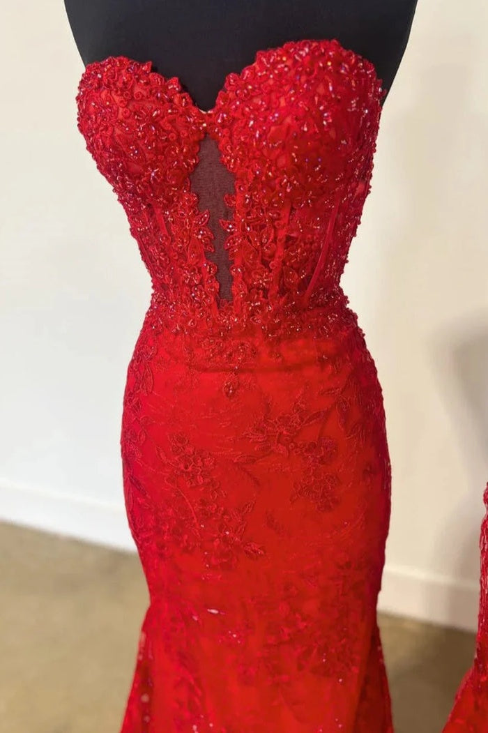 Stunning Black Sweetheart Backless Mermaid Long Prom Dress with Appliques