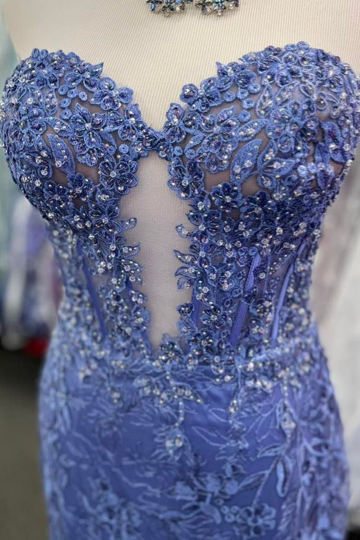 Stunning Black Sweetheart Backless Mermaid Long Prom Dress with Appliques