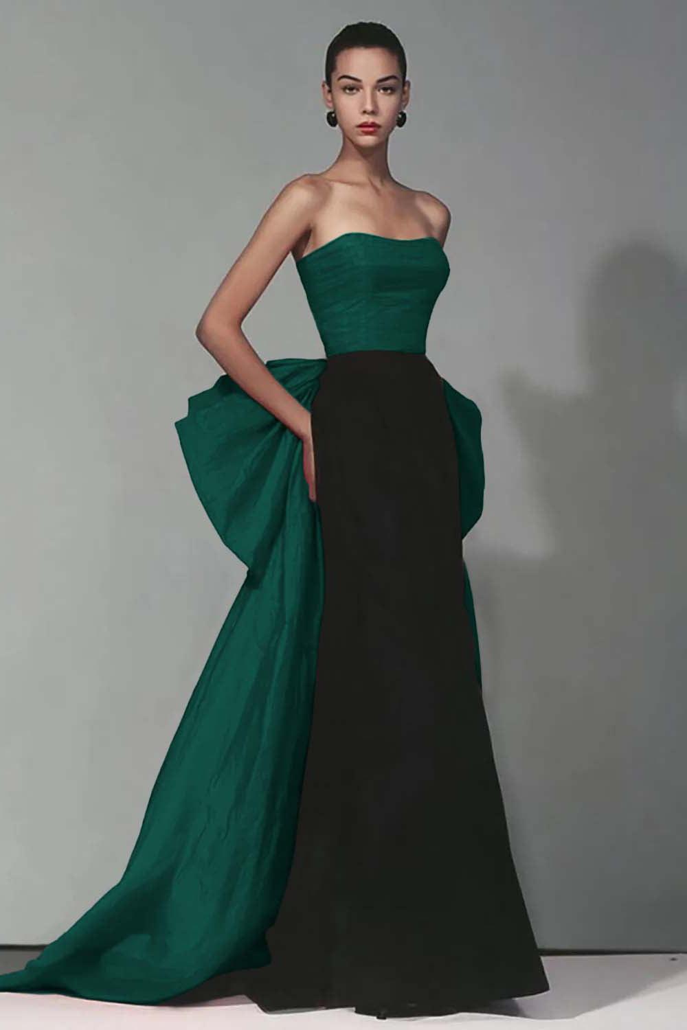 Suzhoufashion Stunning Black And Red Strapless Long Mermaid Prom Dress With Bow