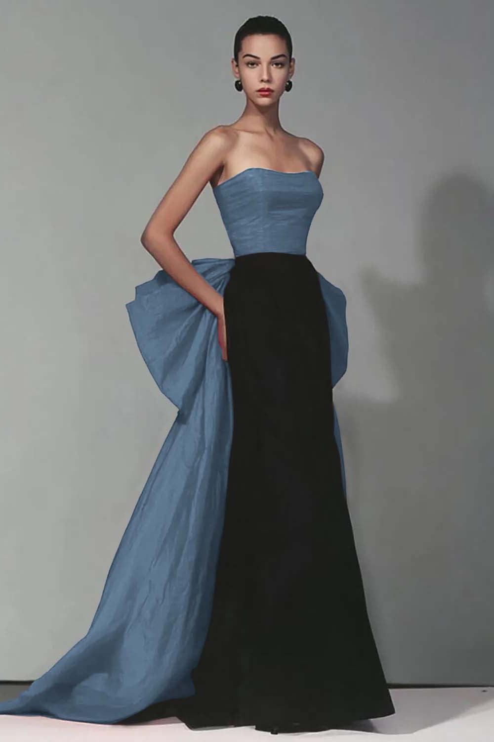 Suzhoufashion Stunning Black And Red Strapless Long Mermaid Prom Dress With Bow