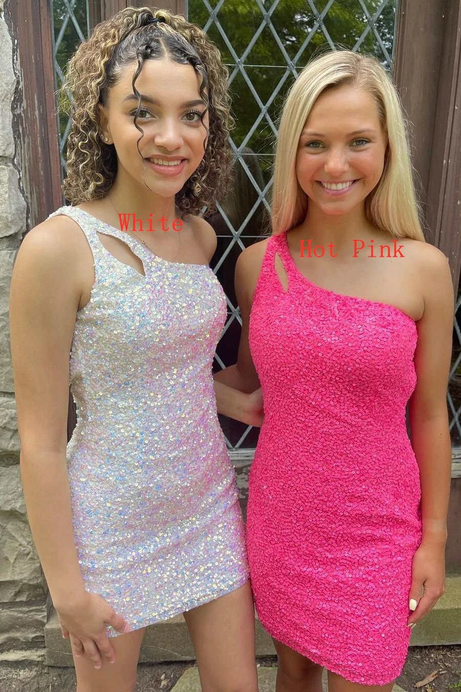 Stunning Hot Pink Sequins Homecoming Dress (ZD11631) - VelvetHem