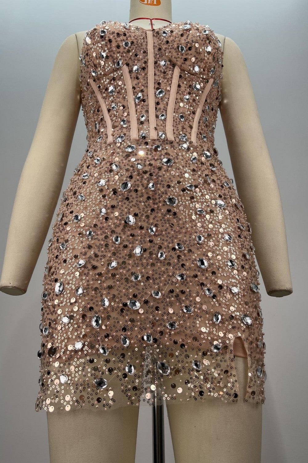 Stunning Strapless Rhinestone Corset Bodycon Homecoming Dress - View 5 | VelvetHem