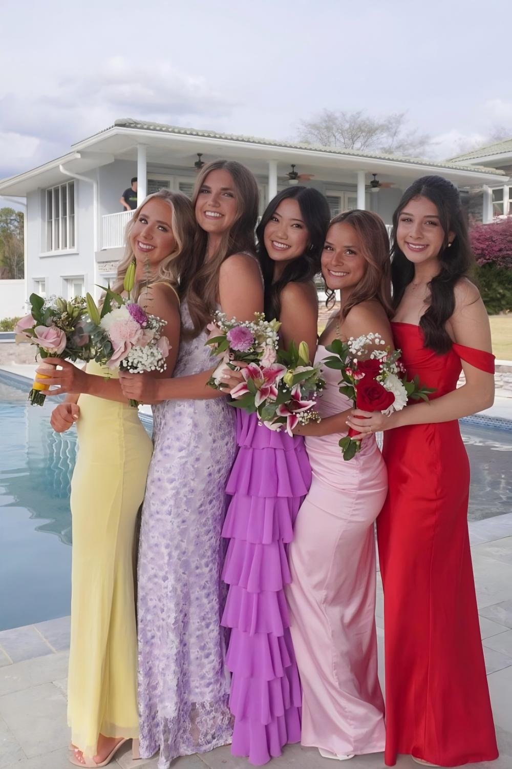 Suzhoufashion Stylish A Line Strapless Purple Long Prom Dress With Ruffles Split Front Formal Evening Gown