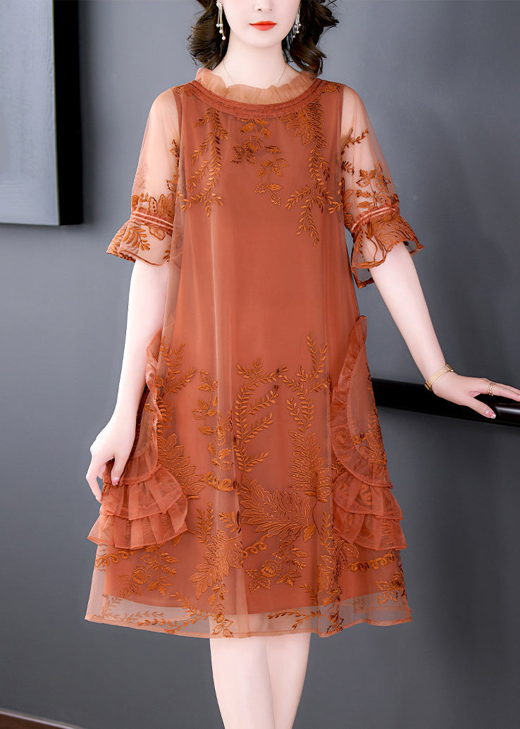 Stylish Green Print Patchwork Tulle Mid Dresses Summer