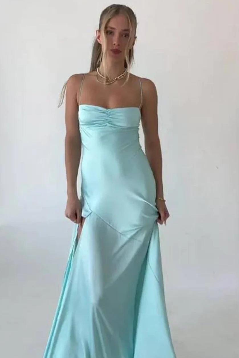Suzhoufashion Stylish Sheath Spaghetti Straps Pink Party Dress With Criss Cross Back Formal Evening Gown