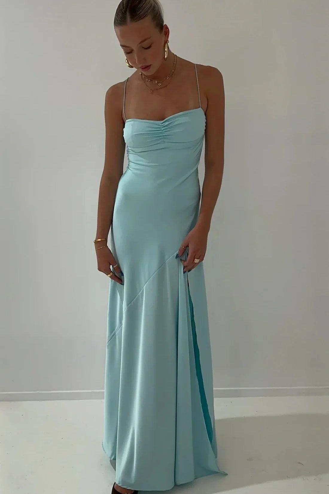 Suzhoufashion Stylish Sheath Spaghetti Straps Pink Party Dress With Criss Cross Back Formal Evening Gown