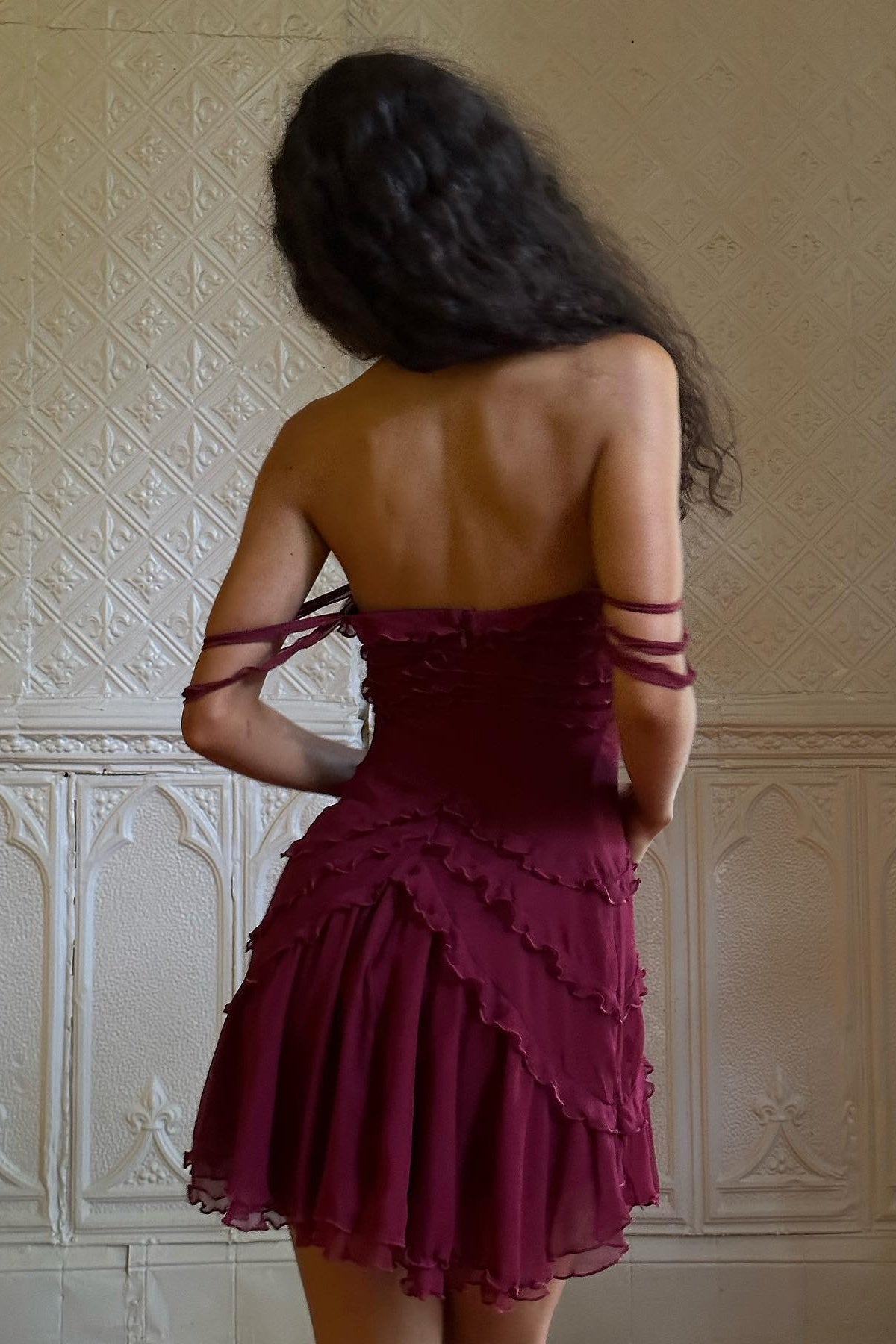 Stylish A Line Off the Shoulder Burgundy Short Homecoming Dress with Ruffles