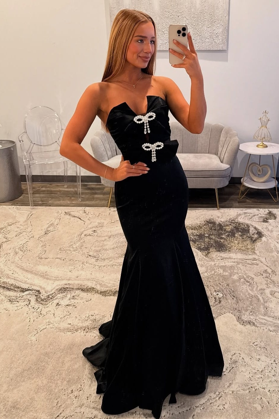 Stylish Mermaid Sweetheart Hot Pink Long Prom Dress with Bowknot