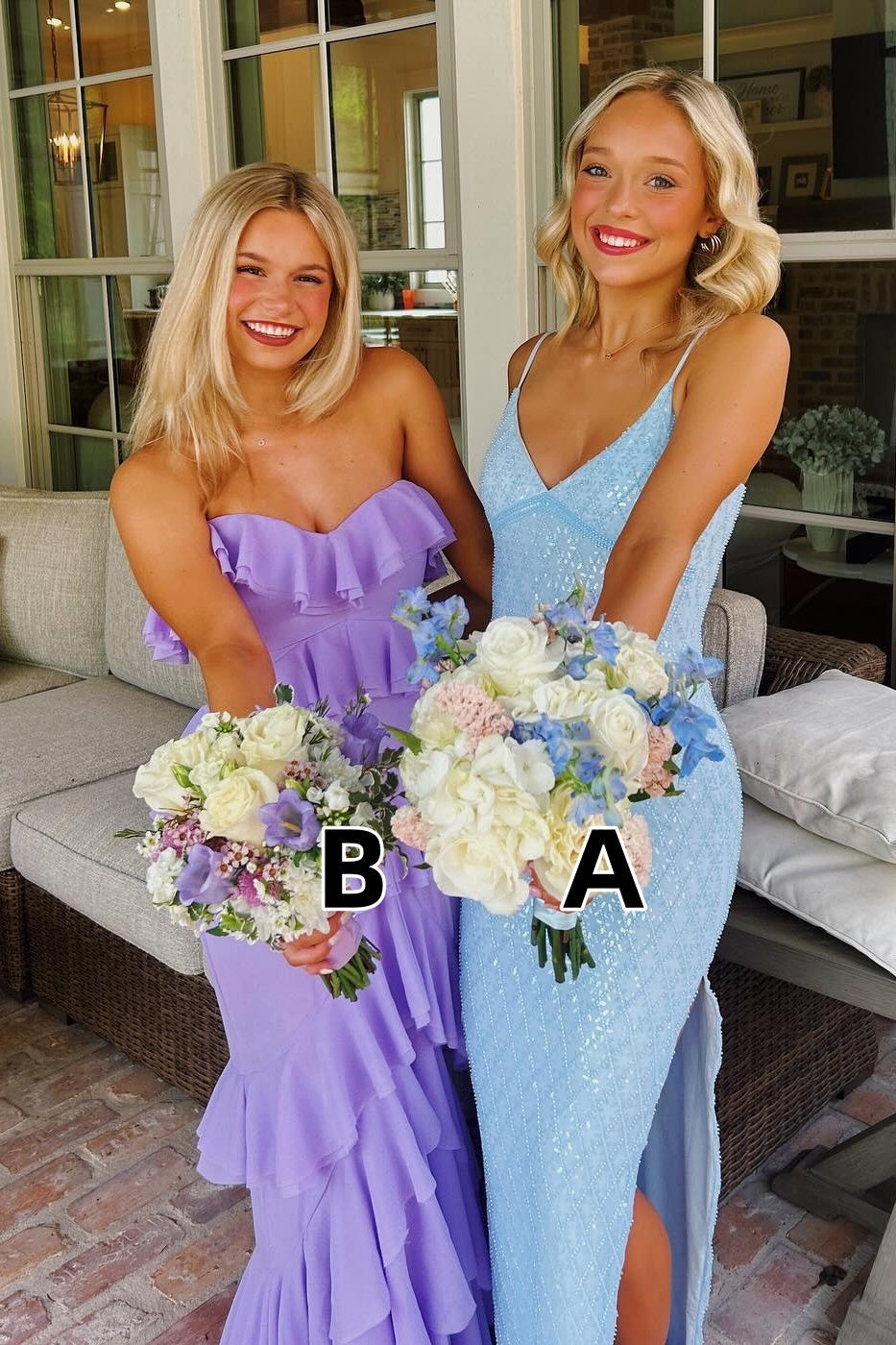 Stylish Sheath Spaghetti Straps/Sweetheart Light Blue/ Purple Long Prom Dress - View 2 | VelvetHem