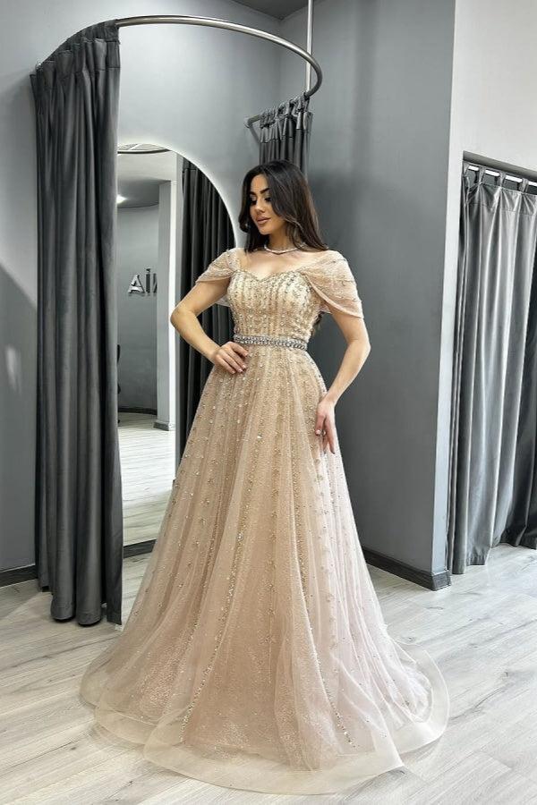 Suzhoufashion A Line Formal Dress Off the Shoulder Beaded Prom Evening Gown
