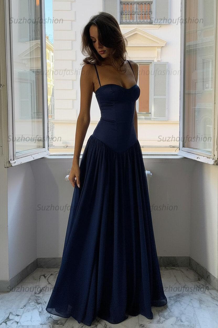 Suzhoufashion A Line Spaghetti Straps Pink Corset Prom Dress With Ruffles Formal Evening Gown