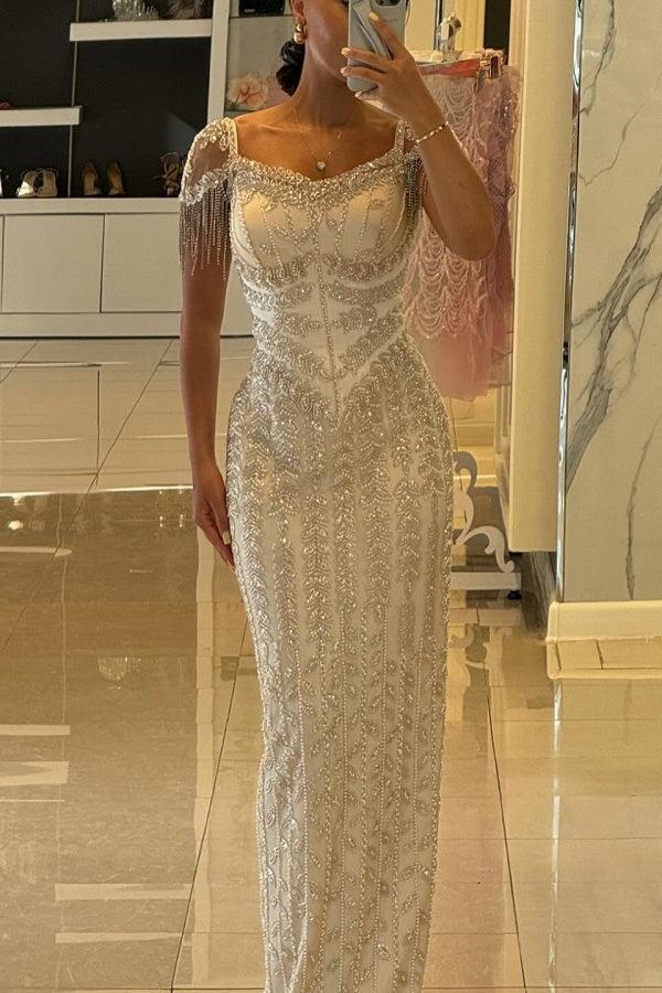 Suzhoufashion Beaded Formal Dress Sheath/Column Cap Sleeve Evening Gown