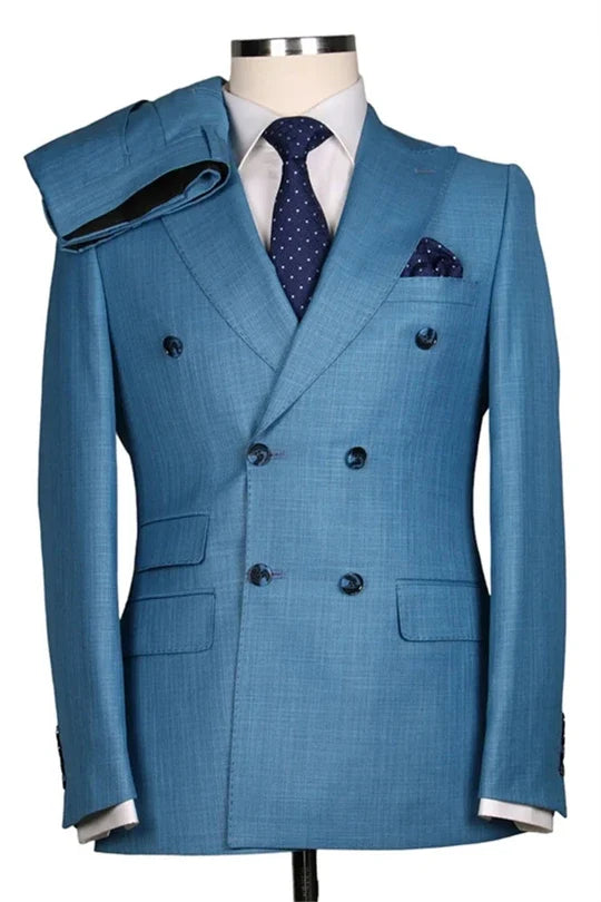 Suzhoufashion Blue Peaked Lapel Best Fitted Formal Men Suits