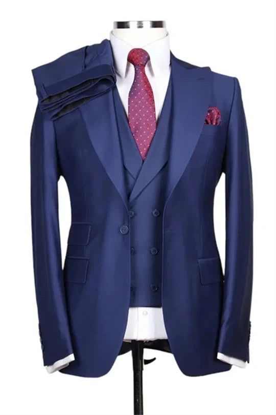 Suzhoufashion Blue Slim Fit Peaked Lapel Prom Outfits For Men