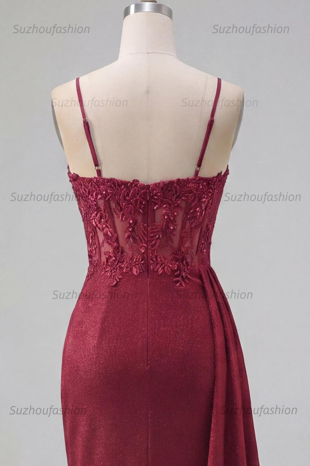 Suzhoufashion Burgundy Beaded Ruched Tight Short Homecoming Dress with Side Cape