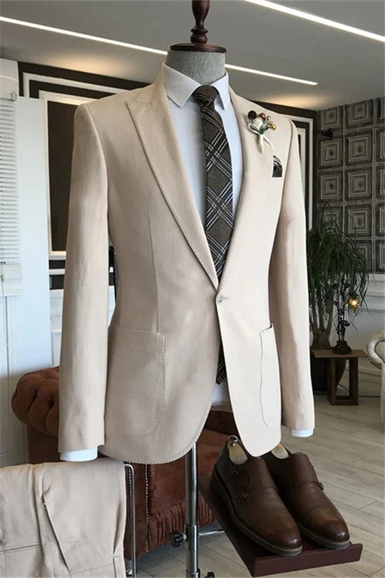 Suzhoufashion Champagne One Button Slim Fit Prom Men Suits