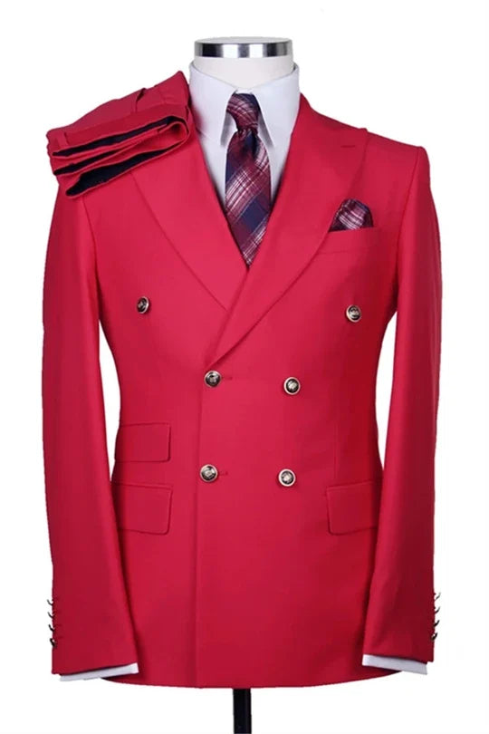 Suzhoufashion Classic Red Double Breasted Men Suits