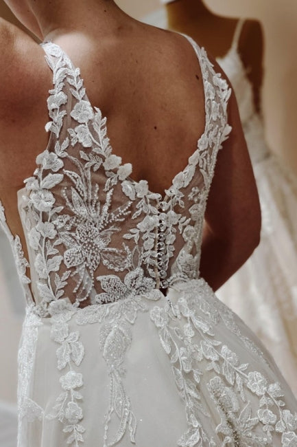 Suzhoufashion Designer Simple Wedding Dresses With Lace A-line V-neck