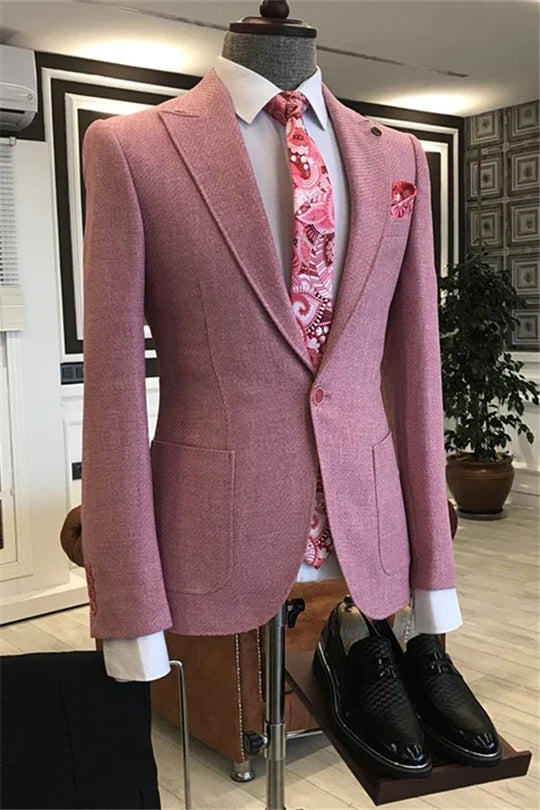 Suzhoufashion Dusty Rose Peaked Lapel Two Pieces Men Suits For Prom