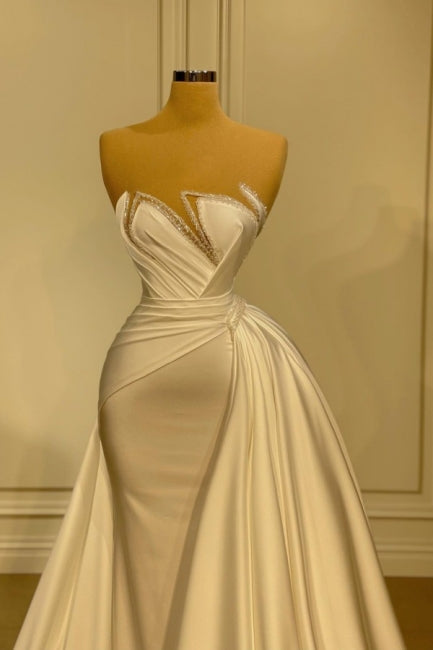 Suzhoufashion Elegant Mermaid Wedding Dresses With Lace Long White Glitter Sleeveless