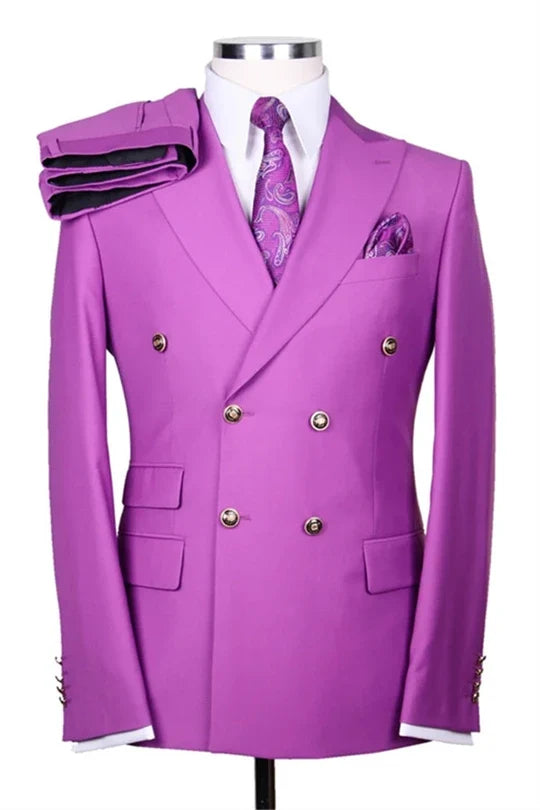Suzhoufashion Fuchsia Peaked Lapel Two Pieces Wedding Men Suits