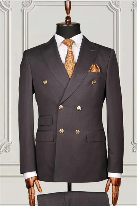 Suzhoufashion Gorgeous Gray 2 Pieces Double Breasted Best Fitted Formal Suits