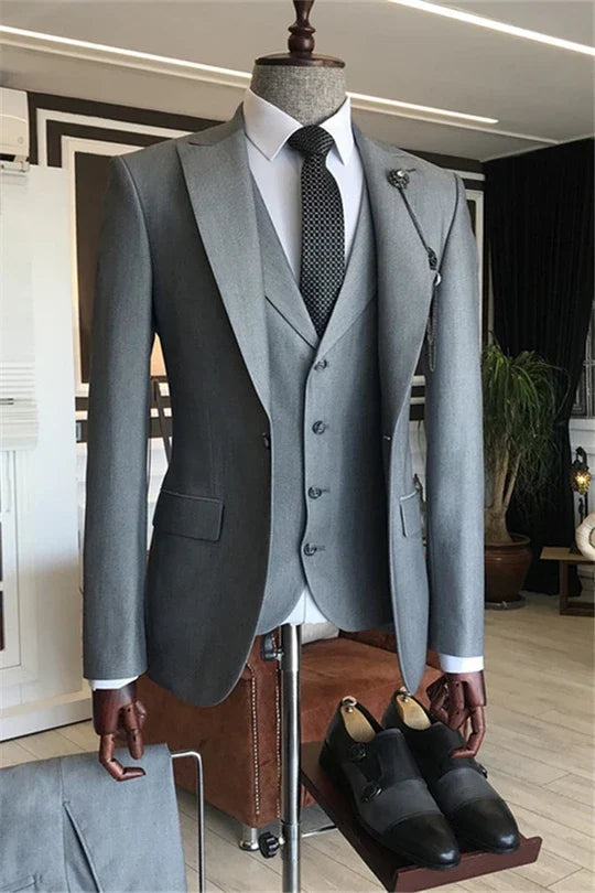 Suzhoufashion Gray Three Piece Men Suits For Prom
