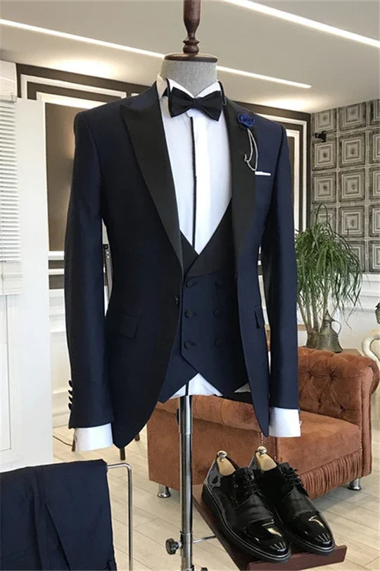 Suzhoufashion Navy Three Piece Men Suits For Prom