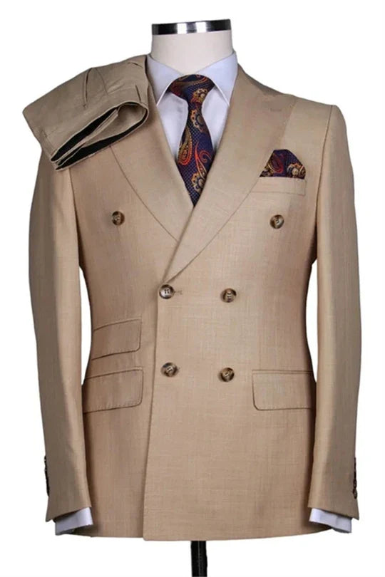Suzhoufashion Newest Peaked Lapel Double Breasted Wedding Men Suits