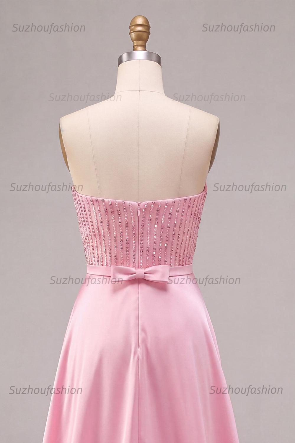 Suzhoufashion Pink Sequin Short Tight Homecoming Dress with Cape