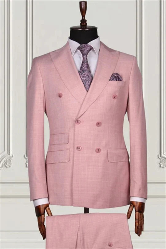 Suzhoufashion Pink Two Pieces Slim Fit Bespoke Men Suits