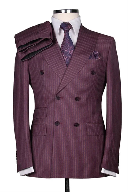 Suzhoufashion Purple Double Breasted Peaked Lapel Prom Outfits For Men