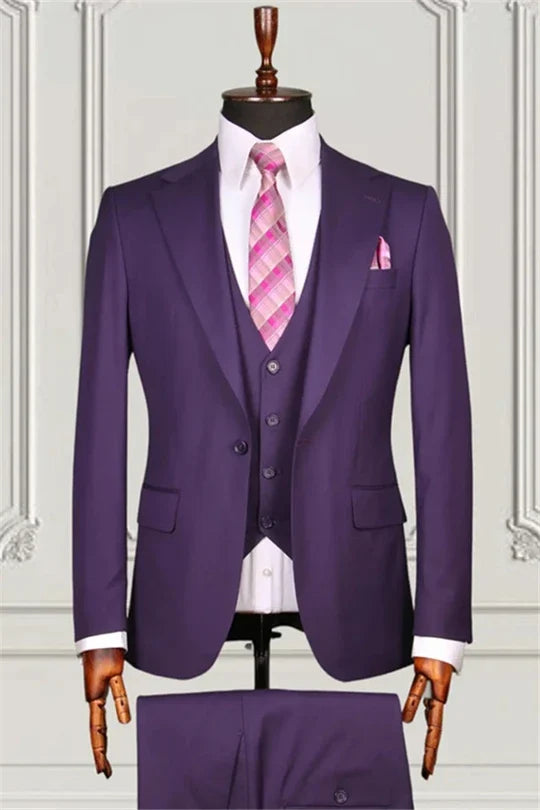 Suzhoufashion Purple Three Pieces Notched Lapel Men Suits