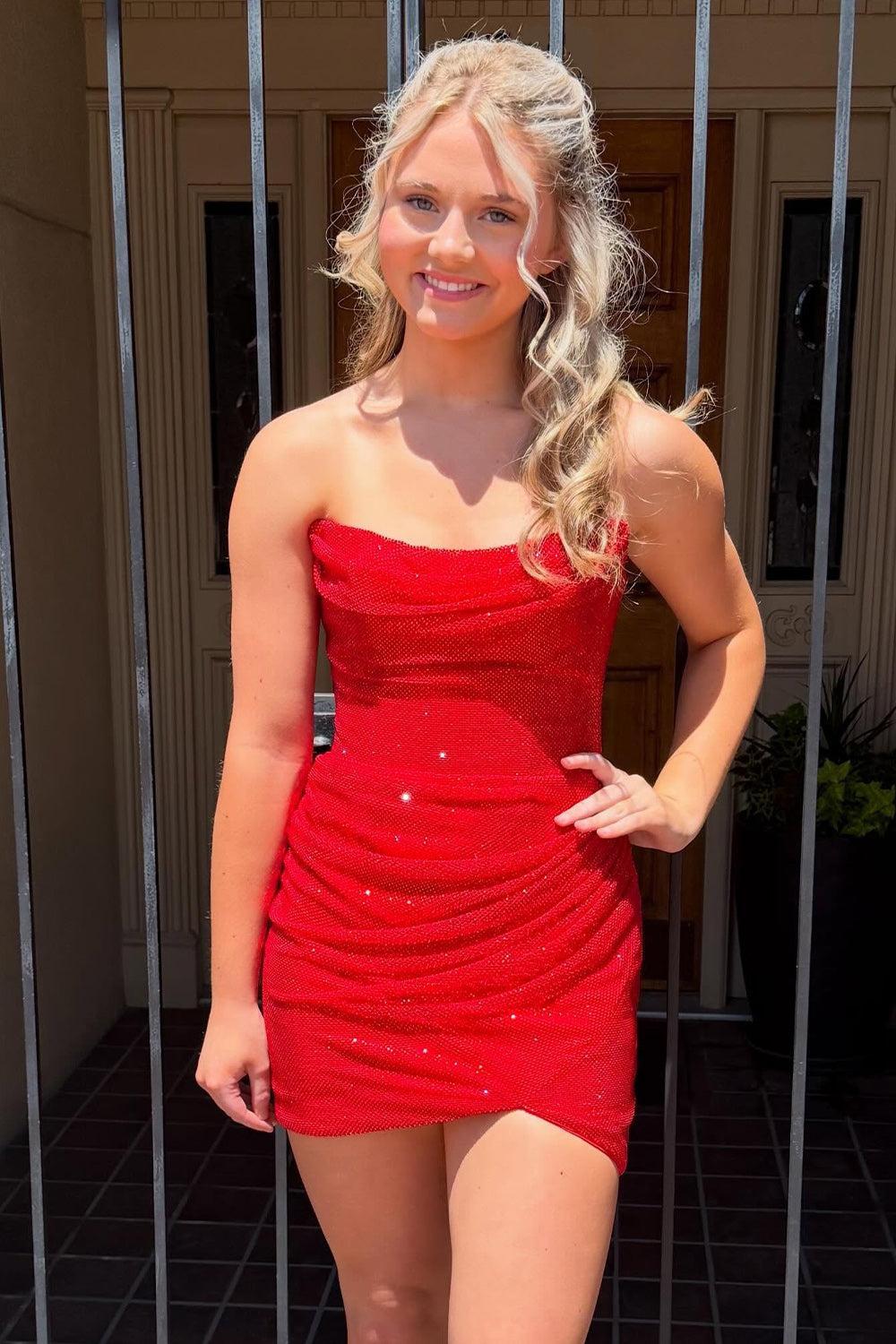 Suzhoufashion Red Tight Strapless Short Homecoming Dress