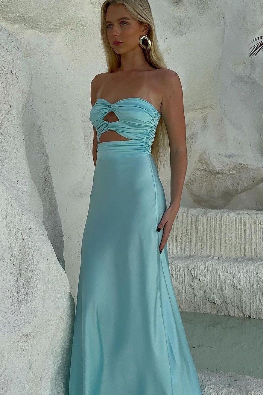 Suzhoufashion Stylish Sheath Sweetheart Blue Long Party Dress With Keyhole Formal Evening Gown
