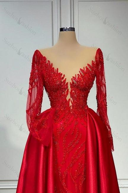 Suzhoufashion Vintage V-neck Lace A-Line Prom Dresses Evening Gown With Long Sleeves