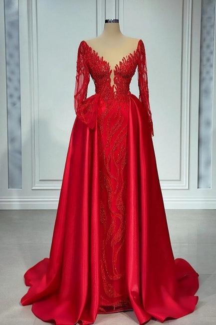 Suzhoufashion Vintage V-neck Lace A-Line Prom Dresses Evening Gown With Long Sleeves