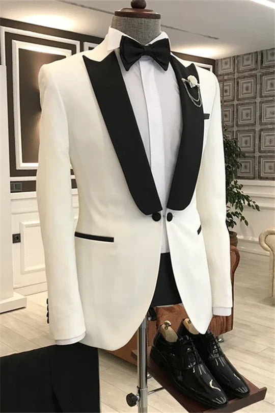 Suzhoufashion White Two Pieces Bespoke Formal Wedding Suits