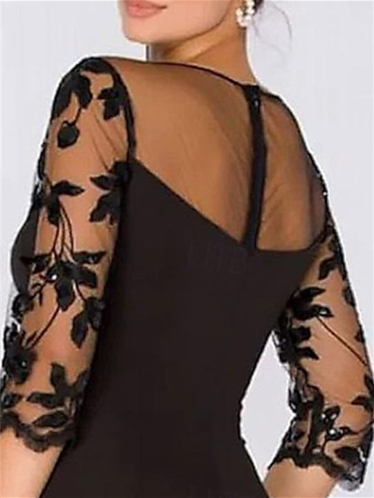 Sweetheart A Line Long Plus Size Mother of the Bride Dress with 3/4 Sleeves Lace & Side Split