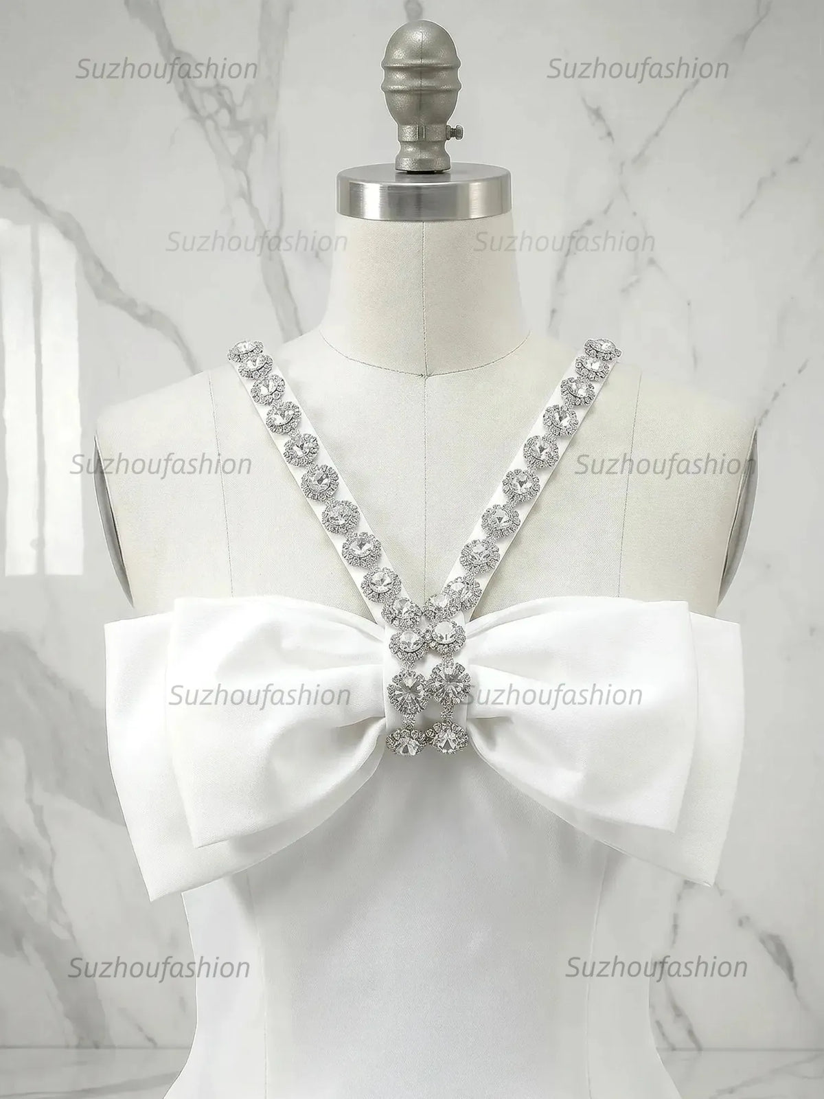 Suzhoufashion Sweetheart Bow Accent Rhinestone Strap Homecoming Dresses Mini Cocktail Dress