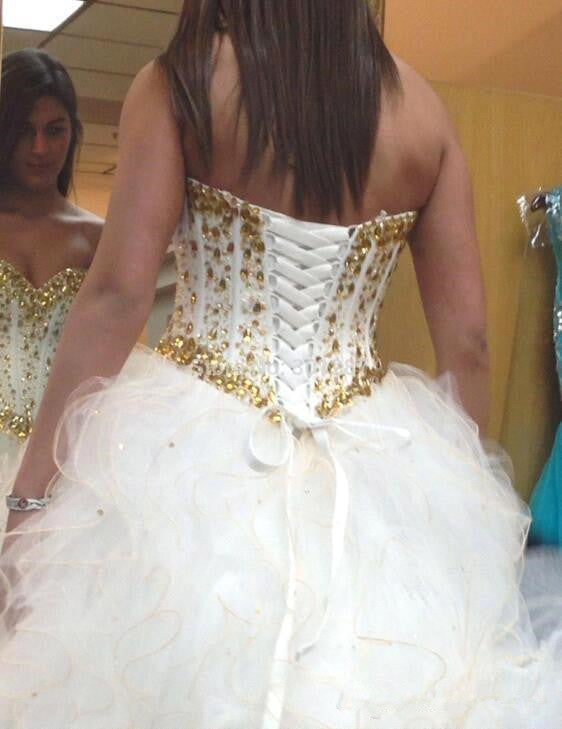 Sweetheart Crystal Tulle Bridal Gowns Floor Length Lace Up Wedding Dresses