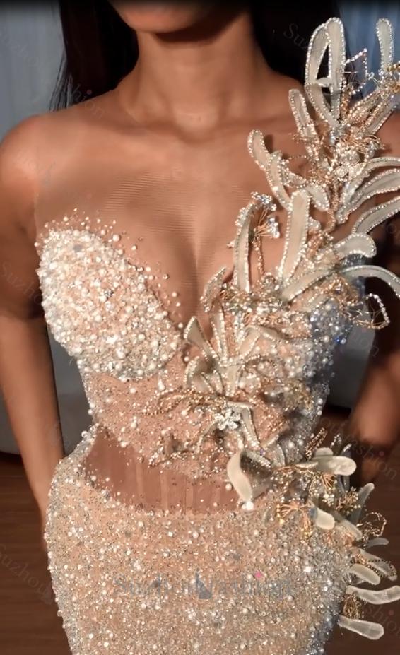 Sweetheart Mermaid Sequins Formal Dresses Long With Slit